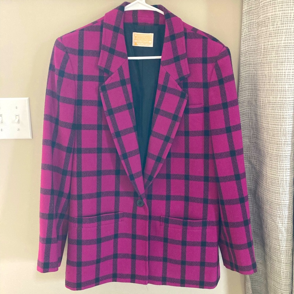 Pendleton 100% virgin wool plaid blazer